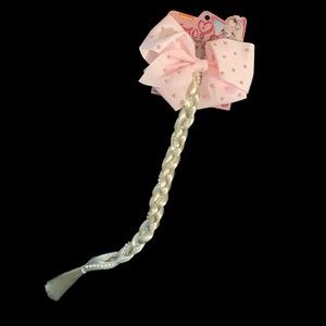 JoJo Siwa Pink With Pearls Large Hair Bow with Ponytail  New